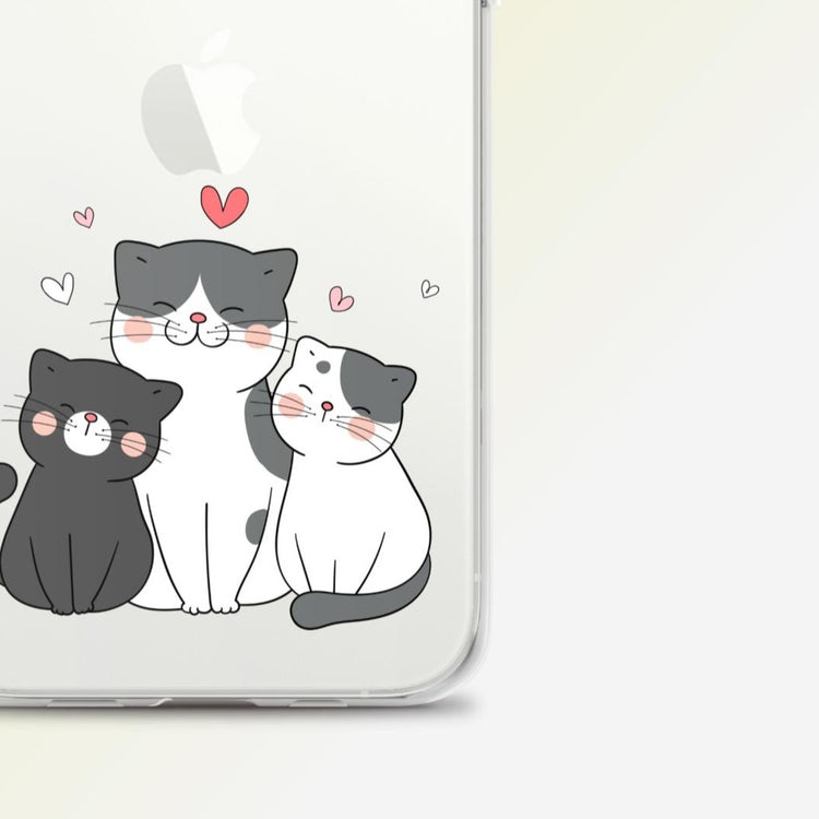 "Fluffy Hearts Trio" Cat Phone Case - iPhone