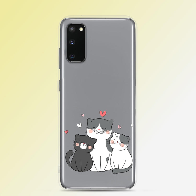 "Fluffy Hearts Trio" Cat Phone Case - Samsung